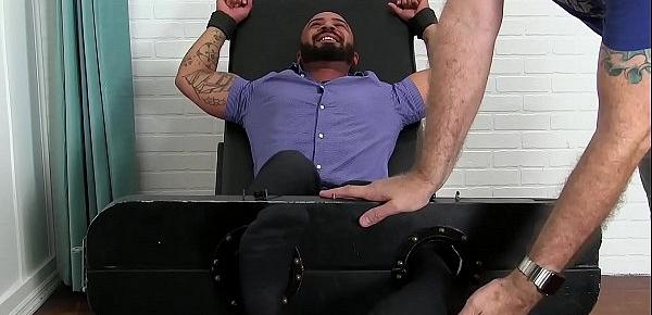  Damian Taylor is bound to the torture bed and gets tickled